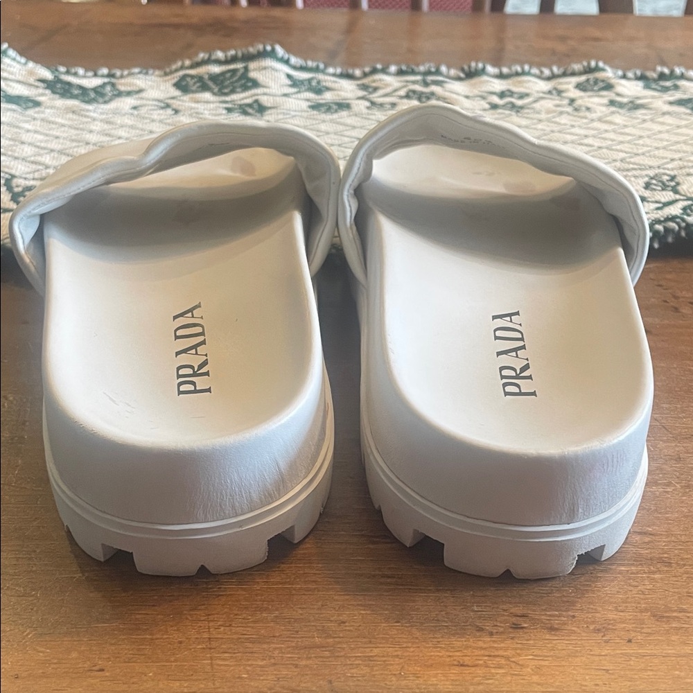 Prada White Logo Slide Sandals size 40.5, 10.5 US - Picture 11 of 12